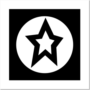 Small White Star White Circle Graphic Posters and Art